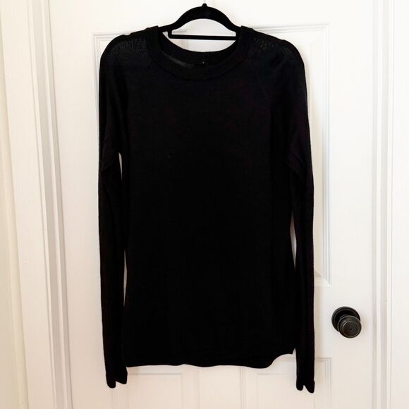 Women Lululemon Crew Neck Knit Wool Blend Sweater Casual Minimalist in Black - Picture 2 of 5